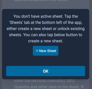 the barcode scan detects if there is at least one active sheet. otherwise, show this no active sheet warning.