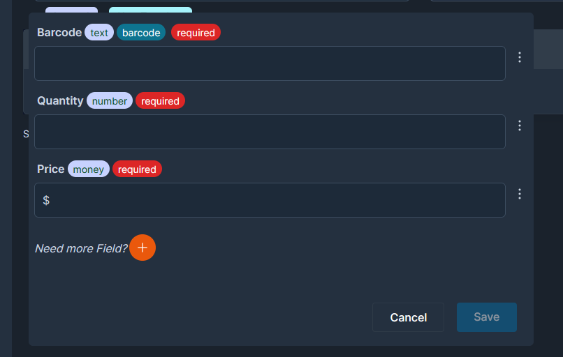 added quantity and price fields to non template sheet in the edit item modal.