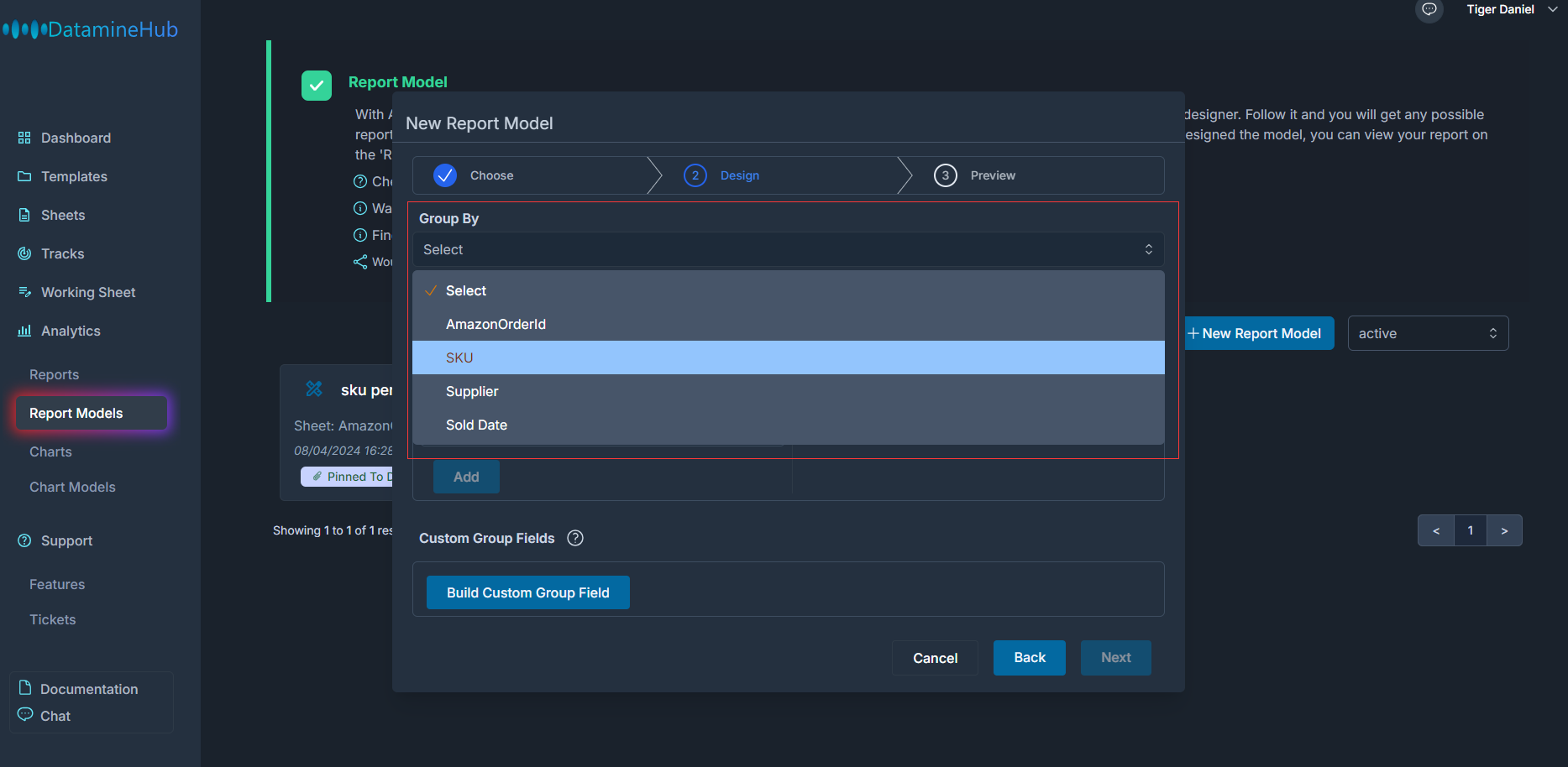 choose a group by field, such as sku, that means, the data will be classified by sku and do SUM or AVG.