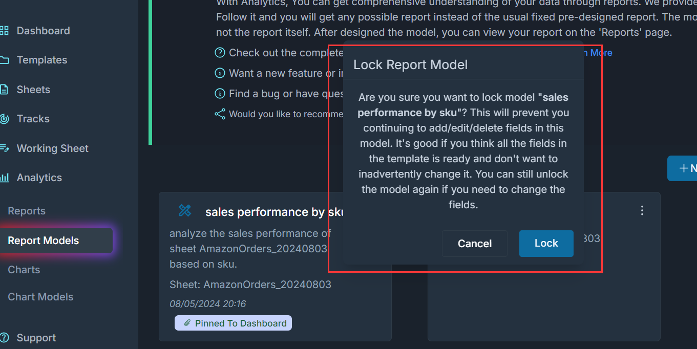 lock the report model to make sure its design will not be changed accidentally.