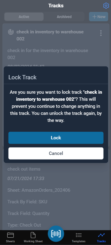 lock a track on mobile app to avoid accidental changes.