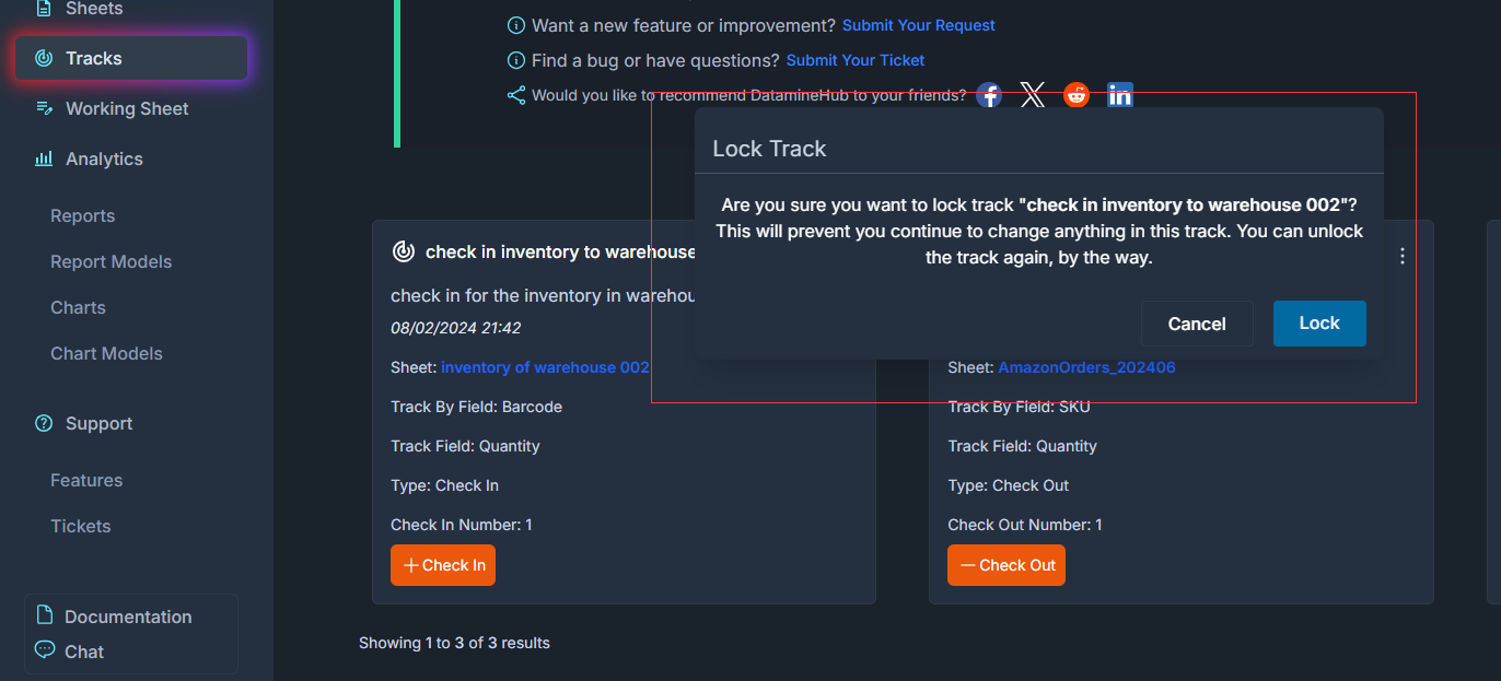 lock a track on web app to avoid accidental changes on the track.